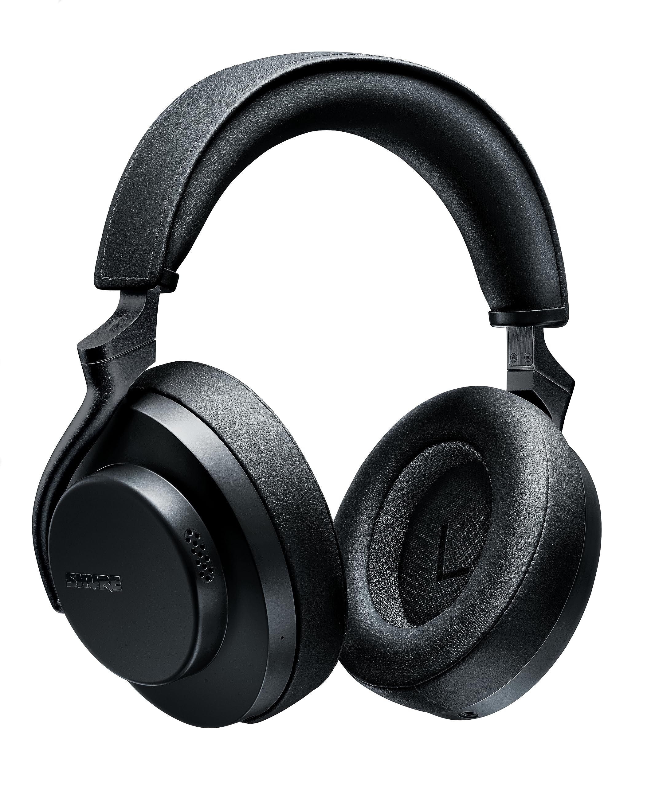 Black Shure AONIC 50 Gen 2 over-ear wireless headphones with padded headband and earcups, on white.